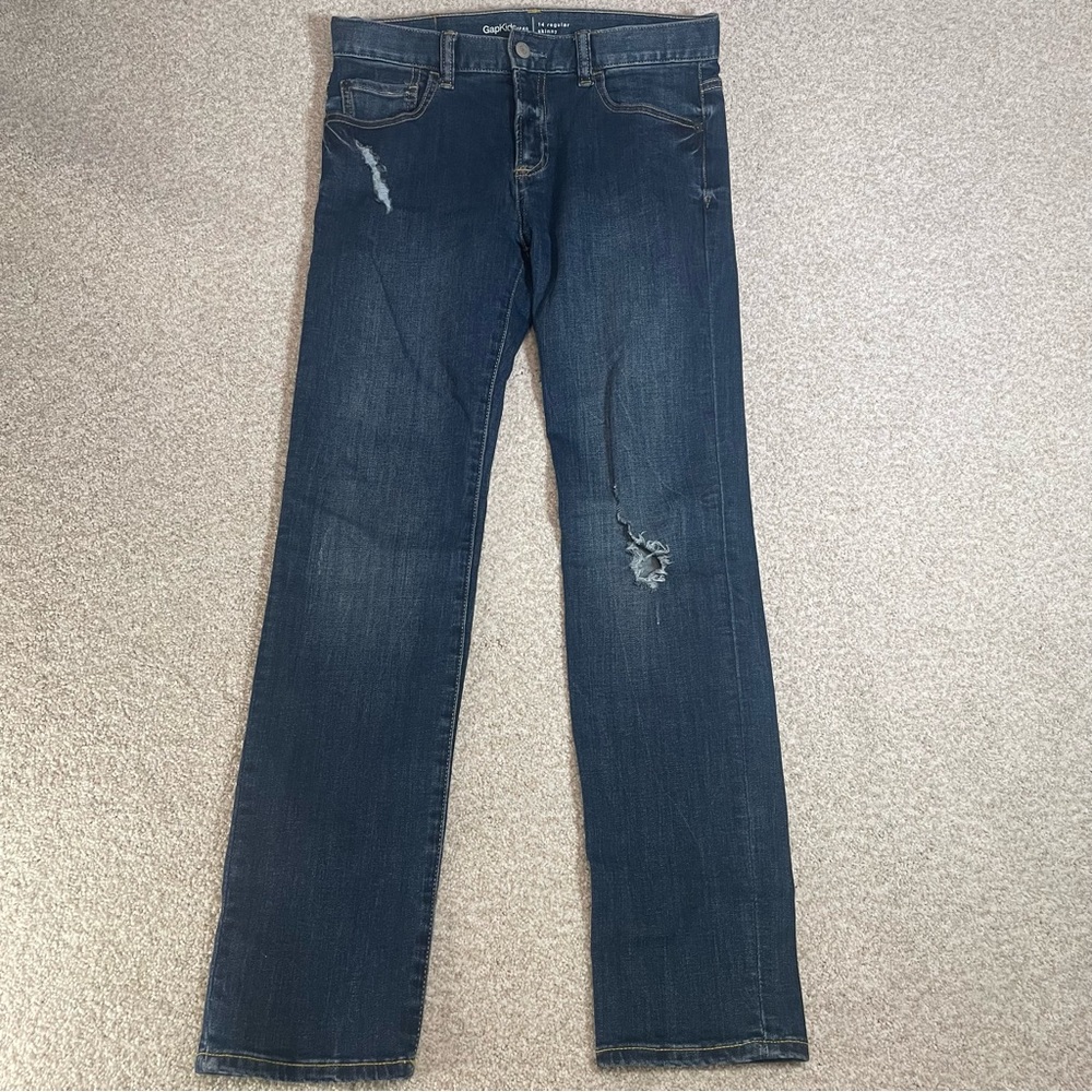 Gap Kids 1969 Skinny Stretch Medium Wash Distressed Jeans Size 14 Regular